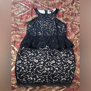 Black Lace Tan Underslip Dress (M)